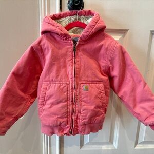 Carhartt Girls Sherpa-lined Hooded Canvas Zip-up Jacket